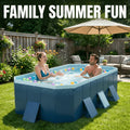 Foldable Non-Inflatable Family Swimming Pool, 4-Layer Thick PVC Hard Panel Pool with Triangle Support & Rapid Drain for Backyard Summer Party