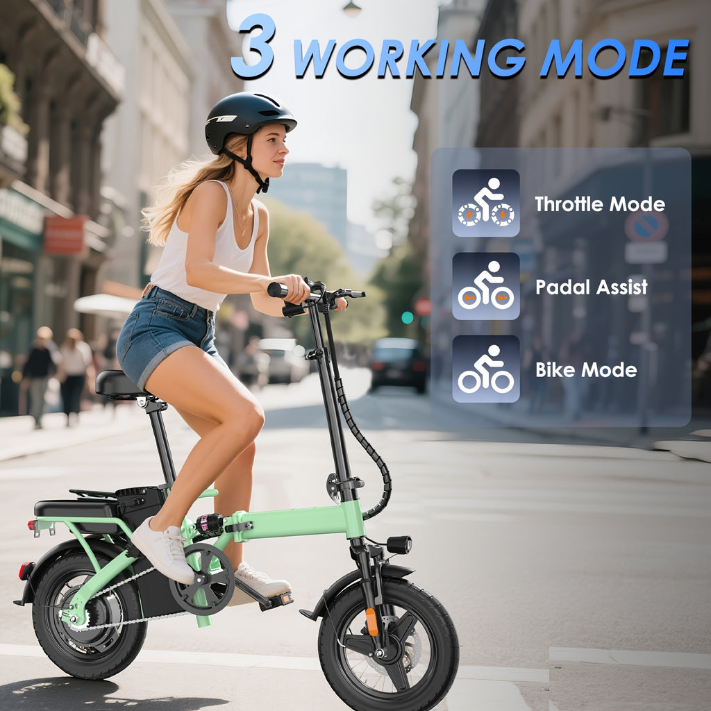 350W Folding Electric Bike, 48V 10AH Battery Foldable E-Bike with LED Display, 18MPH Max Speed 20 Miles Range 14 Inch Mini Commuter Ebike