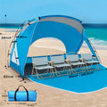 UPF 50+ 4-6 Person Instant Pop Up Beach Tent, 3-Sided Ventilated Windproof Sun Shelter with Zipper Door for Beach Picnic Camping
