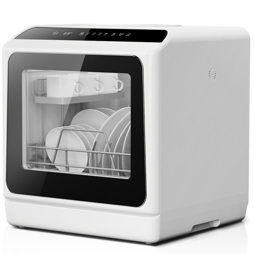 Portable Countertop Mini Dishwasher, Multi Function 6 Washing Modes Dishwasher with Drying Function for Small Home