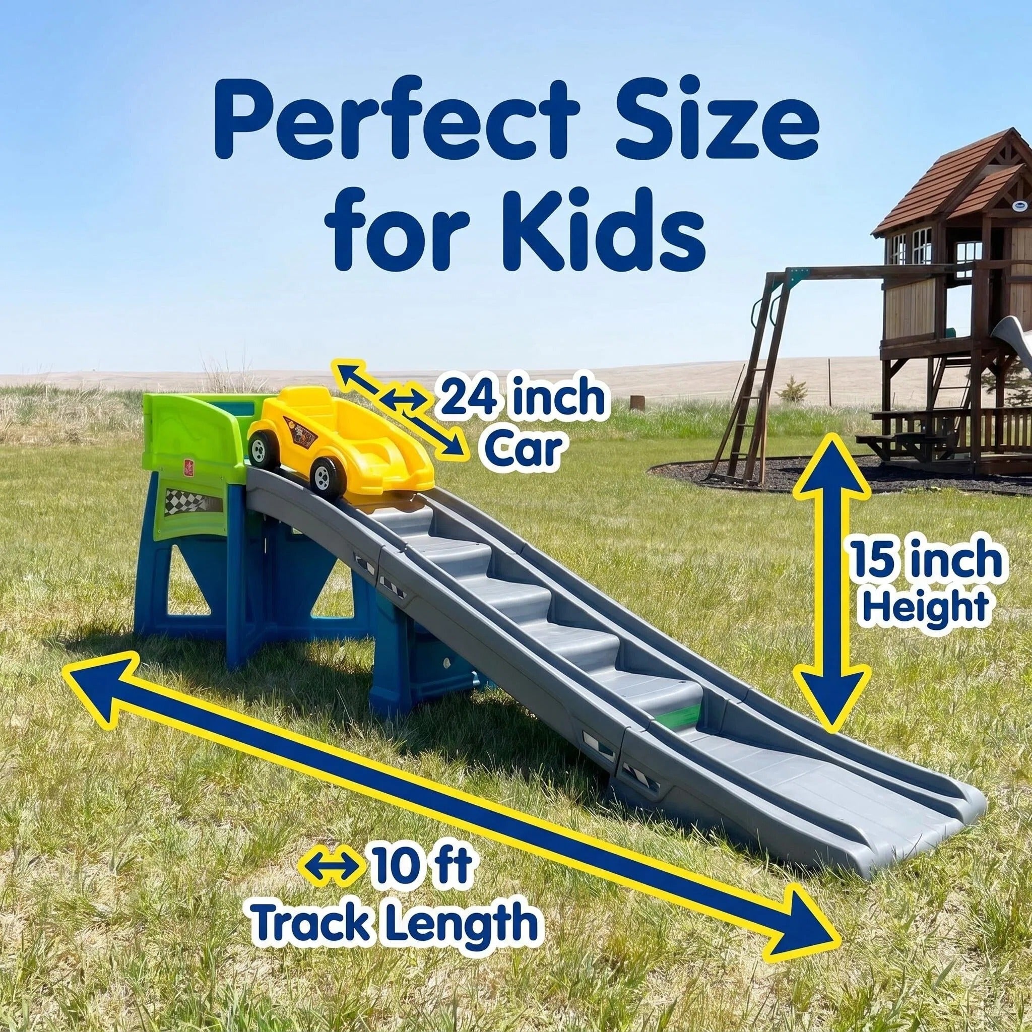 Kids Race Car Track Slide Playset with Non-Slip Steps & Stable Base, Indoor Outdoor Toddler Racing Toy Slide for Living Room Playroom Backyard