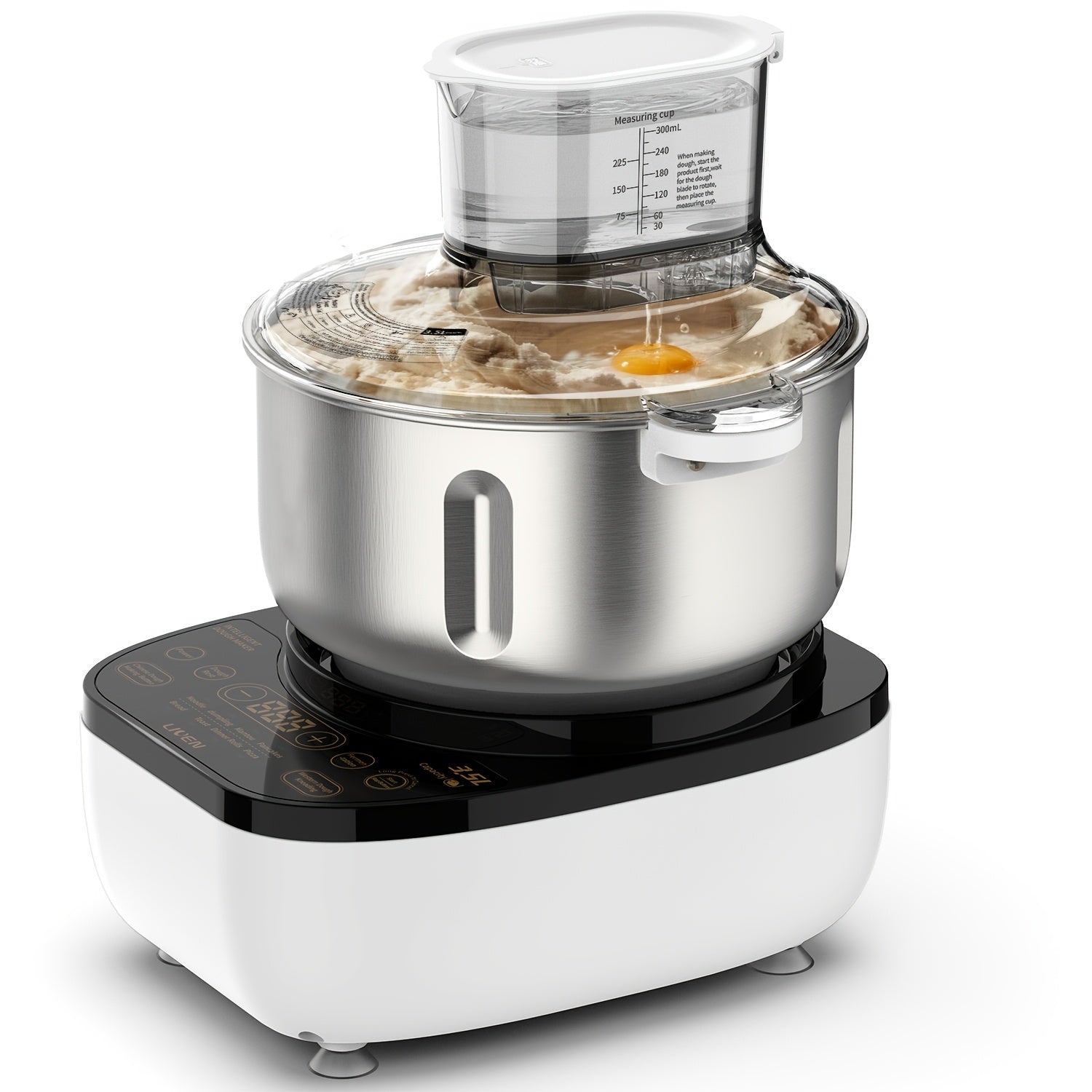 3.5L Auto Water Adding Dough Maker, 304 Stainless Steel Automatic Kneading Machine for Dumpling Noodle Bread Steamed Bun Home Bakery