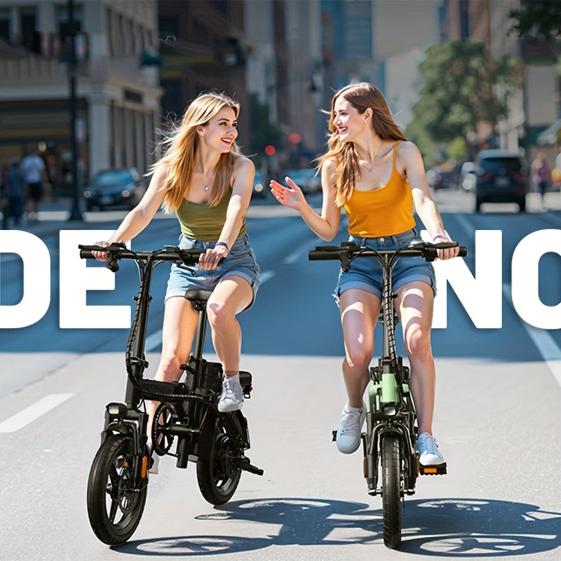 350W Folding Electric Bike, 48V 10AH Battery Foldable E-Bike with LED Display, 18MPH Max Speed 20 Miles Range 14 Inch Mini Commuter Ebike