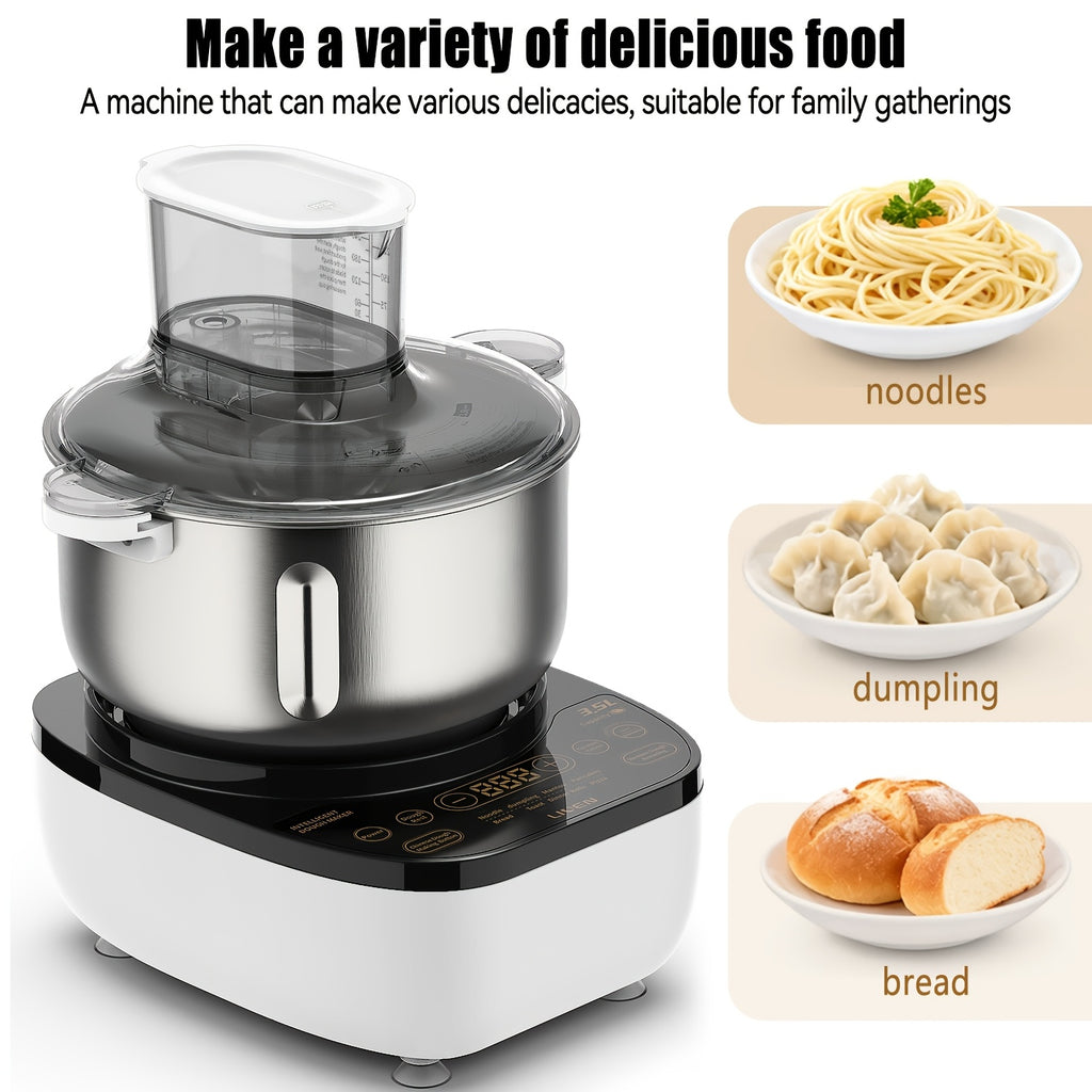 3.5L Auto Water Adding Dough Maker, 304 Stainless Steel Automatic Kneading Machine for Dumpling Noodle Bread Steamed Bun Home Bakery