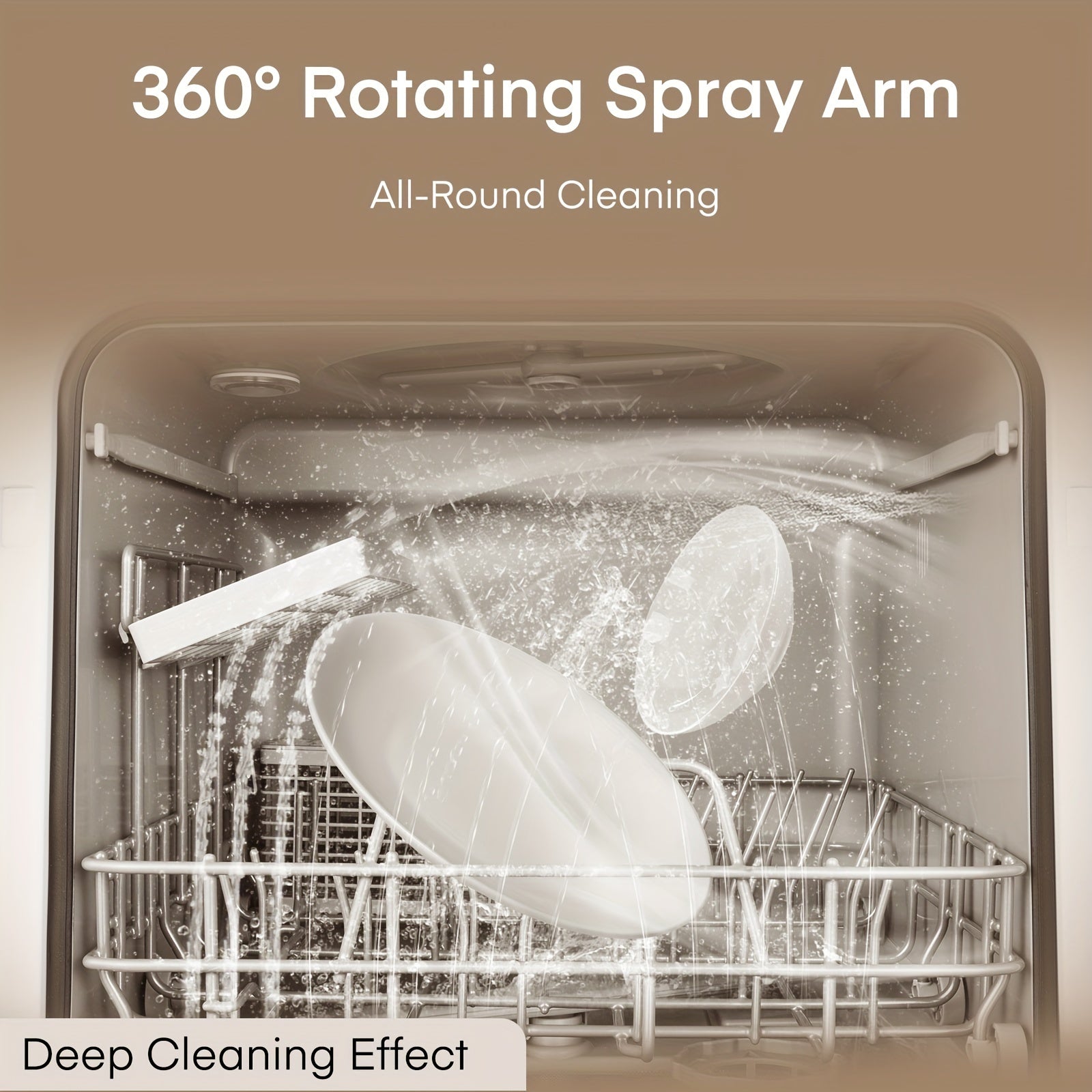 2-in-1 Water Tank & Tap Portable Countertop Dishwasher, 6 Multi Wash Modes Mini Dishwasher with 360° Spray, Hot Air Dry & Delayed Function for Small Kitchen