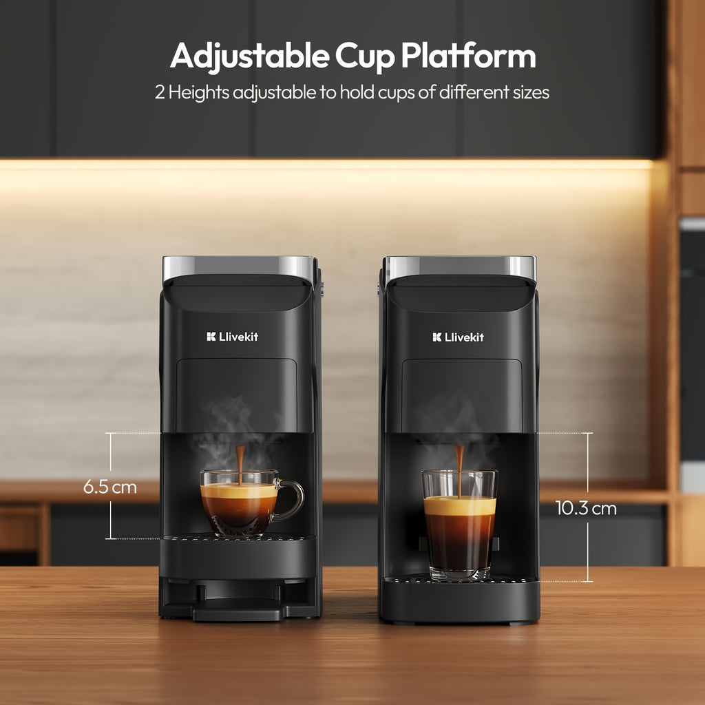 One-Touch Self-Cleaning Capsule Coffee Machine, High-Temperature Automatic Clean Compact Pod Coffee Maker for Home Office