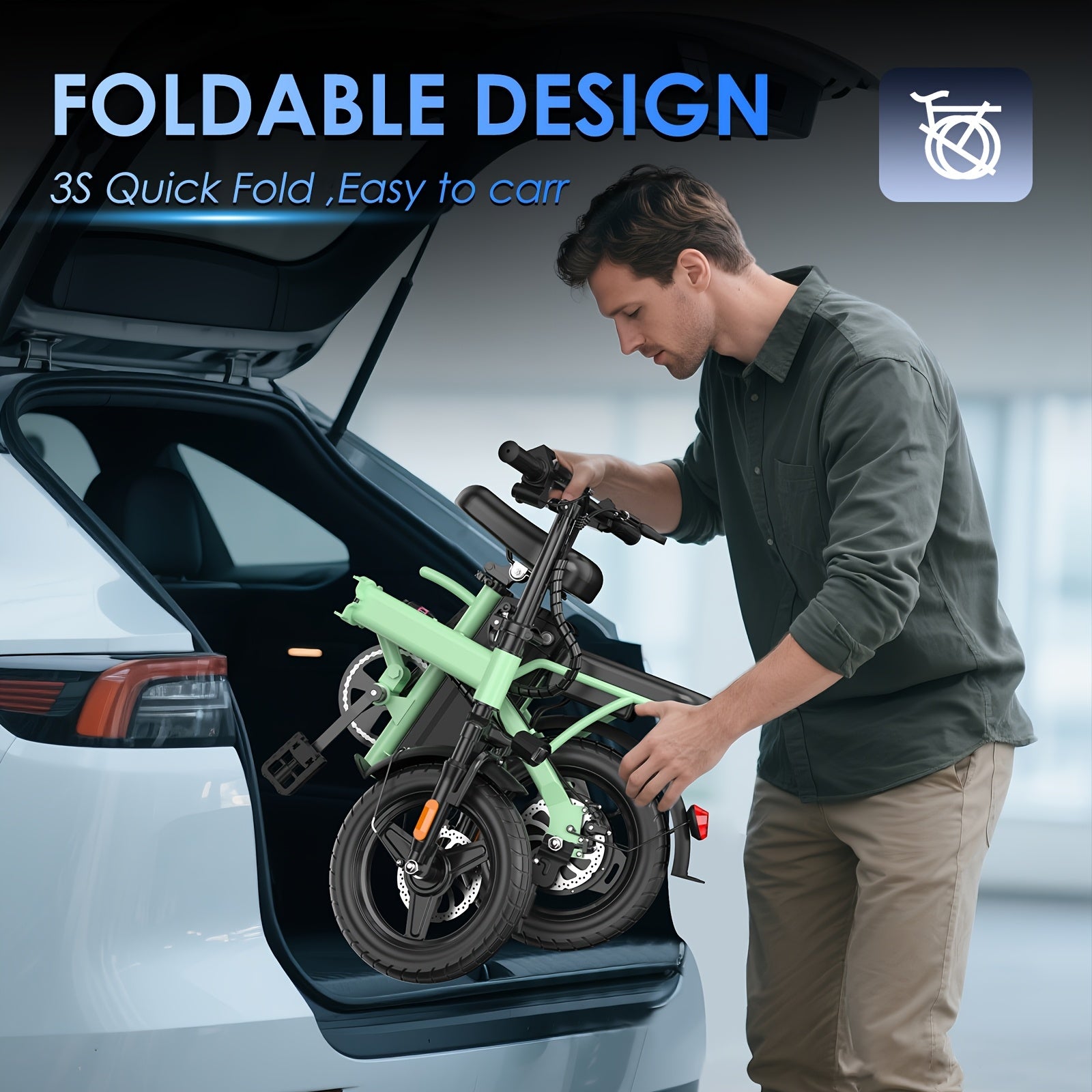 350W Folding Electric Bike, 48V 10AH Battery Foldable E-Bike with LED Display, 18MPH Max Speed 20 Miles Range 14 Inch Mini Commuter Ebike