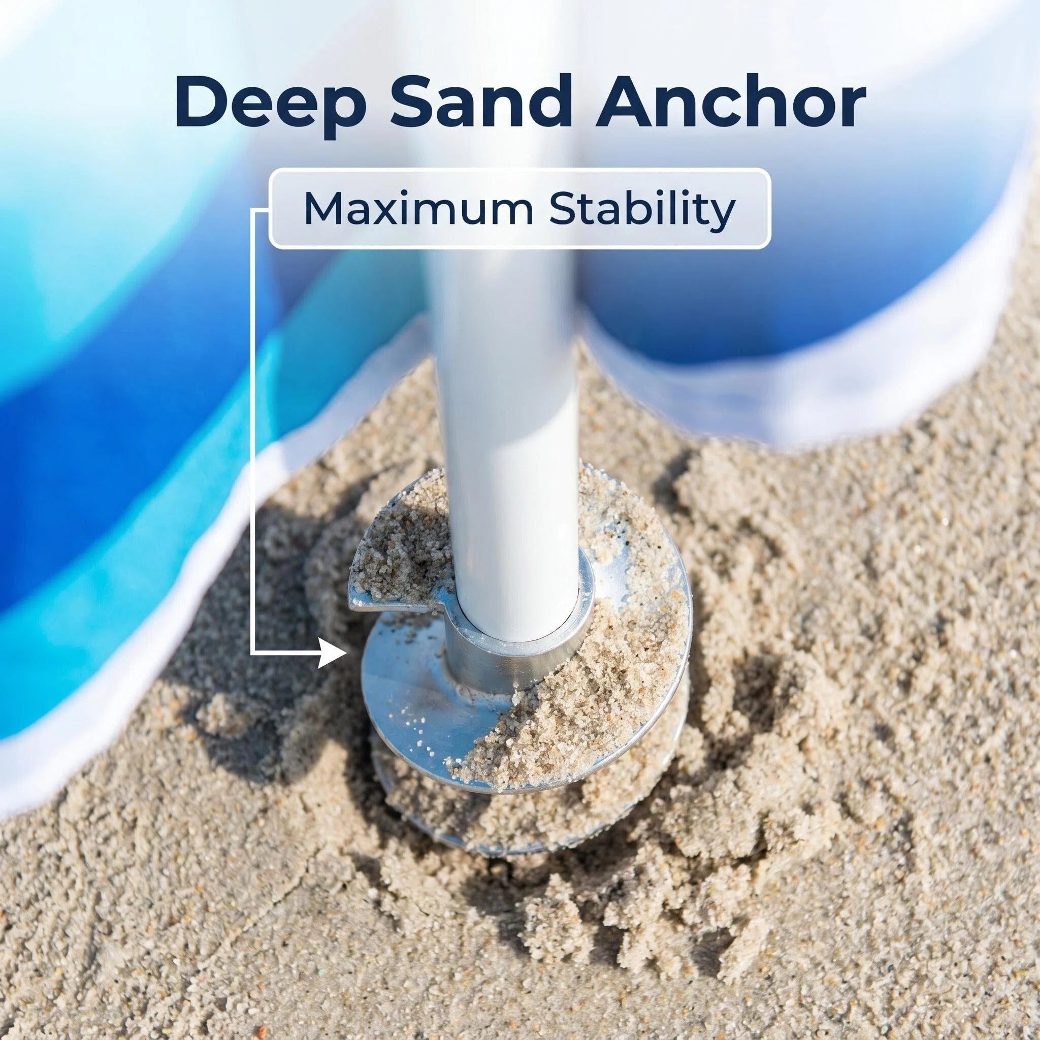 Wind Resistant Large Beach Sun Canopy Umbrella, Easy Setup Portable Outdoor Beach Shade Tent with Wide Coverage for Sand Poolside Camping