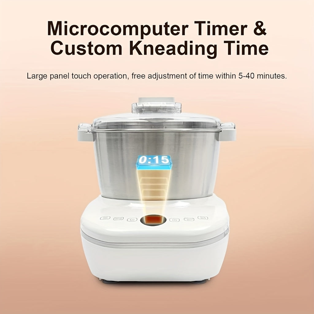 5QT/7QT 2 Colors Dough Mixer Machine, Smart Mix Proof Function 304 Stainless Steel Automatic Kneader for Pizza Bread Dumpling Noodle Home Bakery