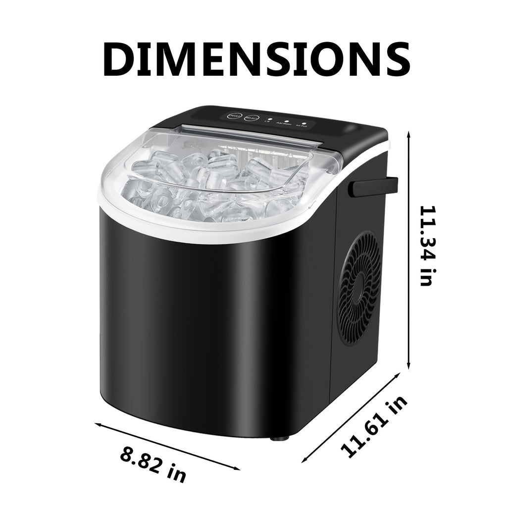 Portable Countertop Ice Maker Machine with Large Small Adjustable Ice Cube Size, One Touch Control Compact Ice Making Machine for Home Bar Kitchen RV