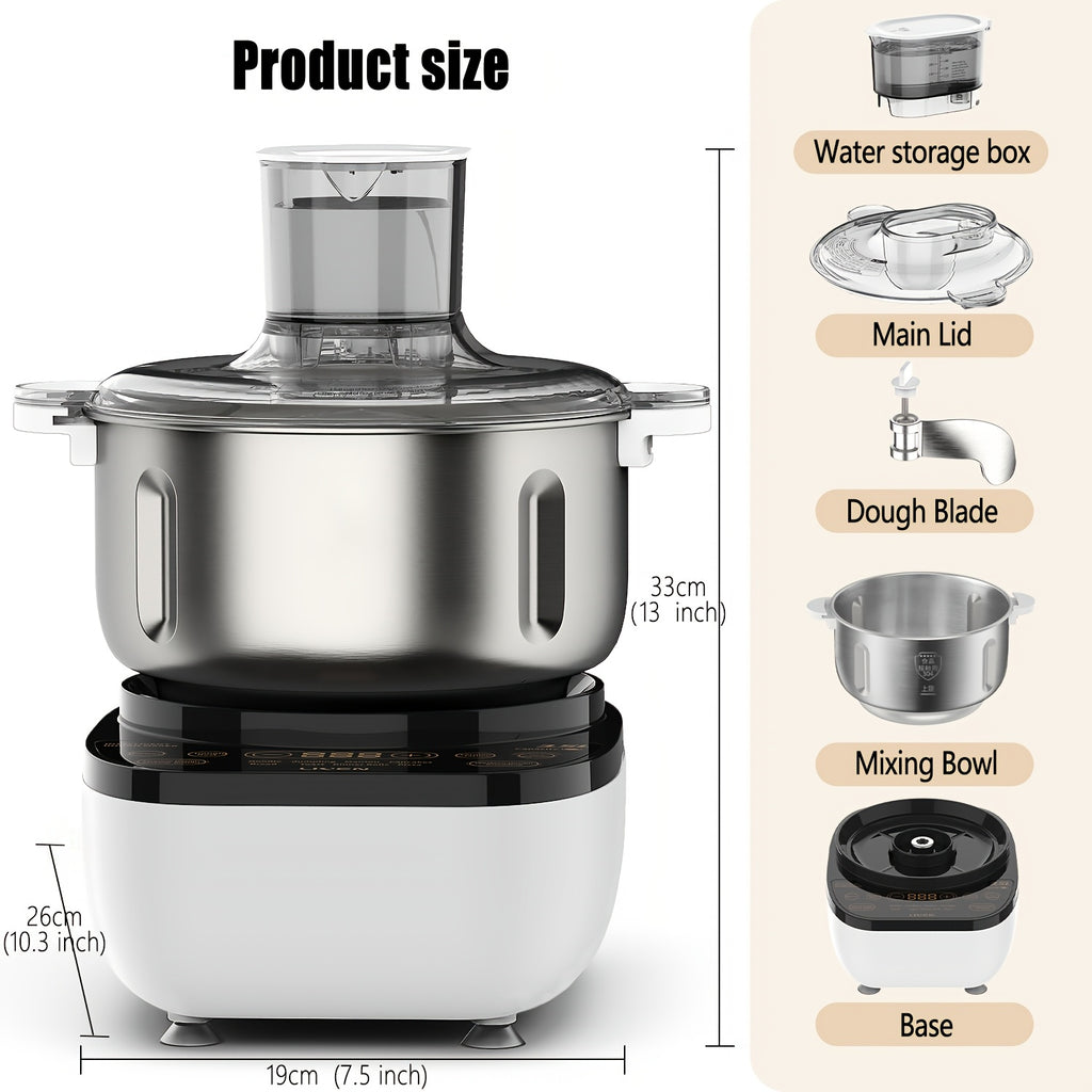 3.5L Auto Water Adding Dough Maker, 304 Stainless Steel Automatic Kneading Machine for Dumpling Noodle Bread Steamed Bun Home Bakery
