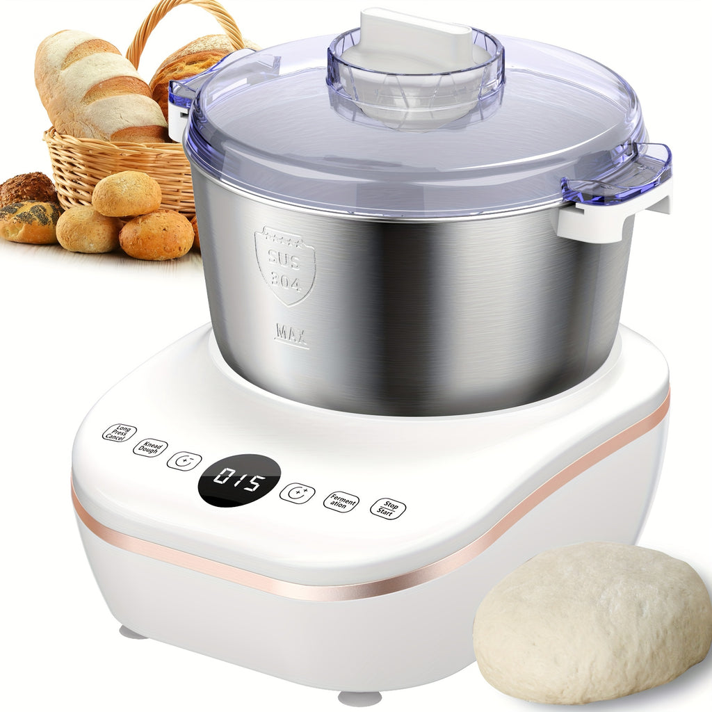 5QT/7QT 2 Colors Dough Mixer Machine, Smart Mix Proof Function 304 Stainless Steel Automatic Kneader for Pizza Bread Dumpling Noodle Home Bakery