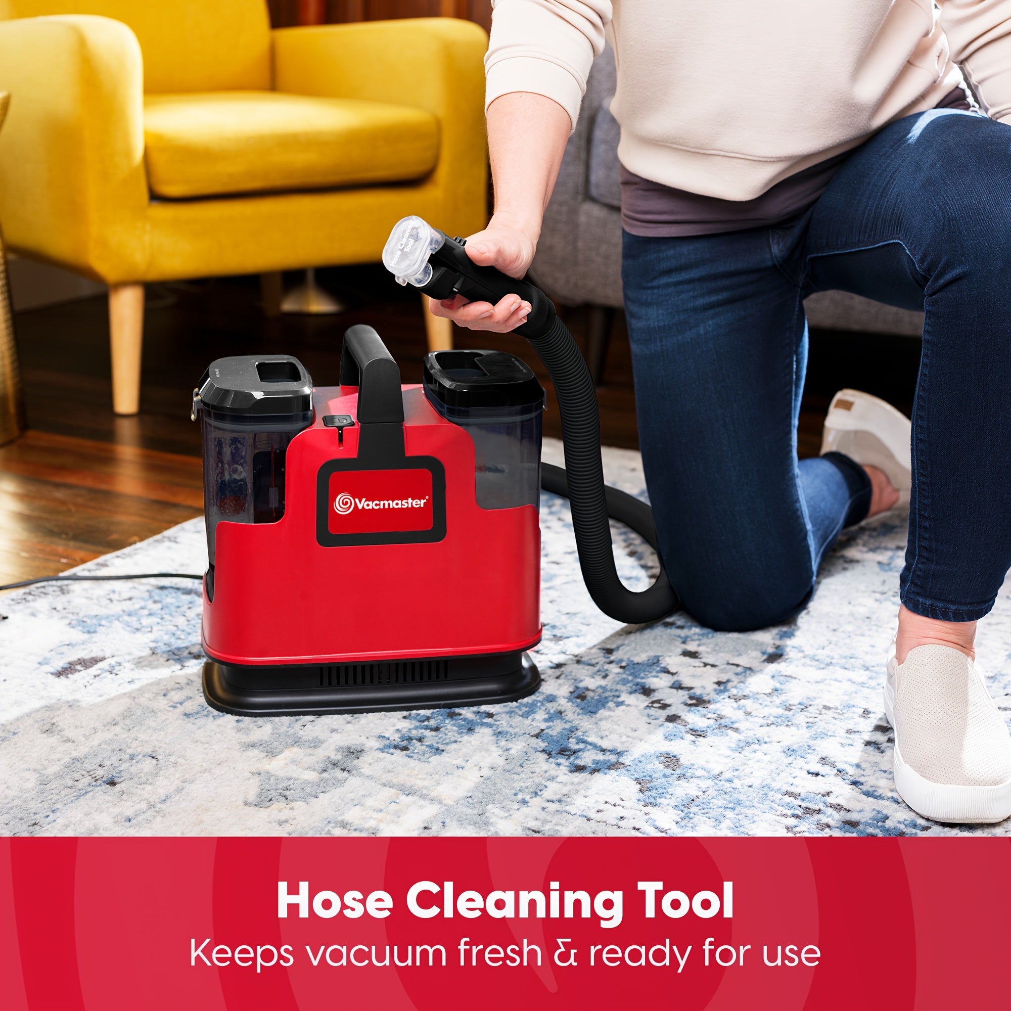 17Kpa Portable Spot Carpet Cleaner Machine, 6ft Long Hose Stain Remover with Dual Water Tank for Car Upholstery Rug Furniture