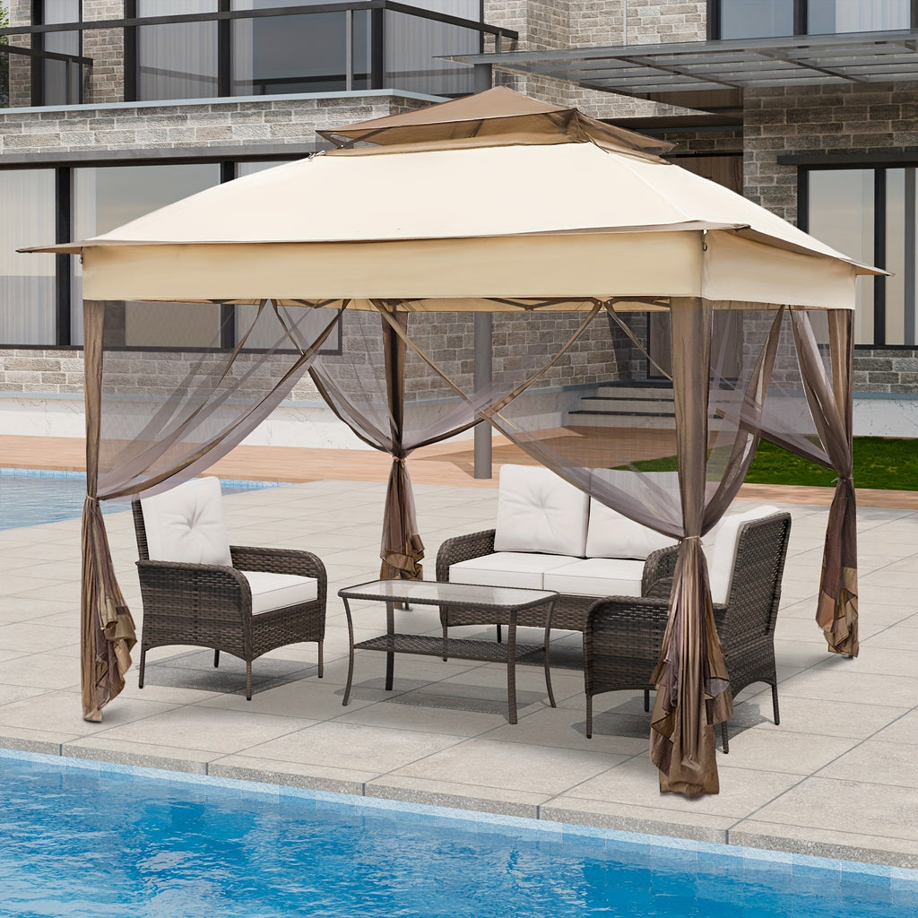 Removable Zippered Mosquito Netting for Outdoor Gazebo, Privacy Mesh Curtain with Hooks for Patio Canopy Pergola