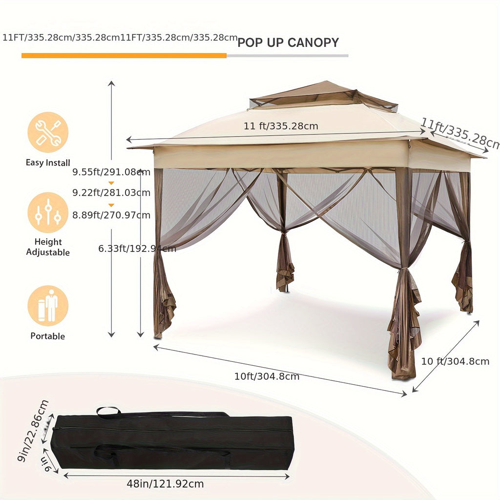 Removable Zippered Mosquito Netting for Outdoor Gazebo, Privacy Mesh Curtain with Hooks for Patio Canopy Pergola
