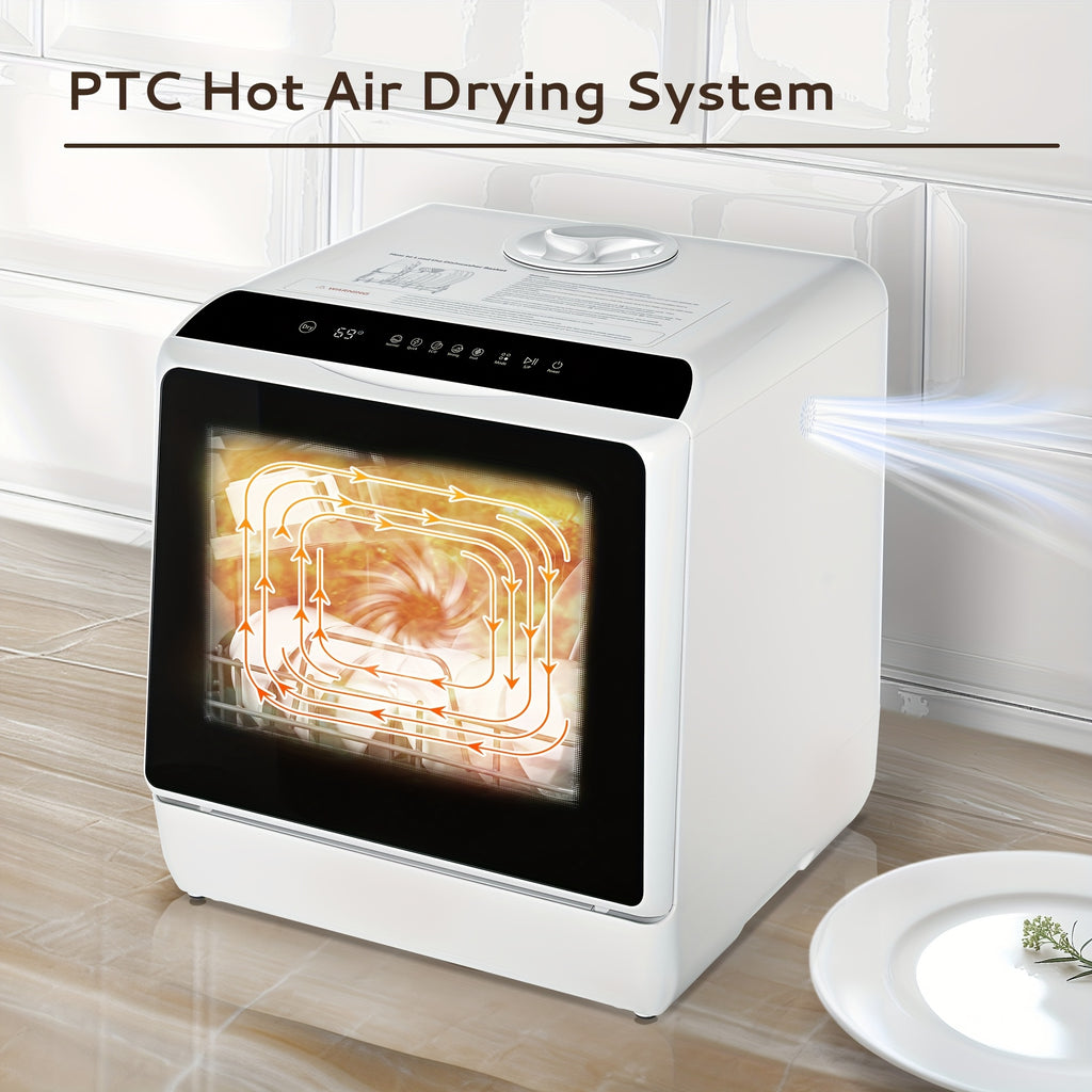 Portable Countertop Mini Dishwasher, Multi Function 6 Washing Modes Dishwasher with Drying Function for Small Home