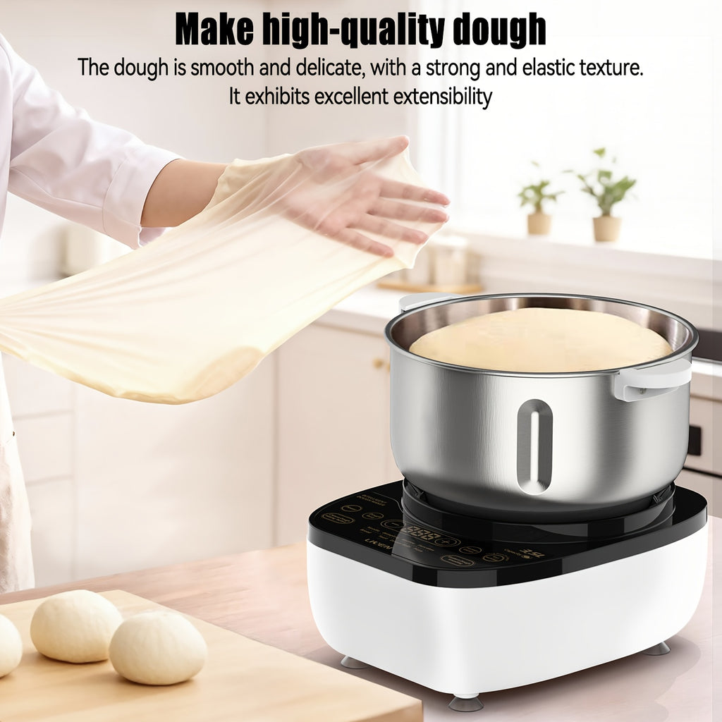 3.5L Auto Water Adding Dough Maker, 304 Stainless Steel Automatic Kneading Machine for Dumpling Noodle Bread Steamed Bun Home Bakery