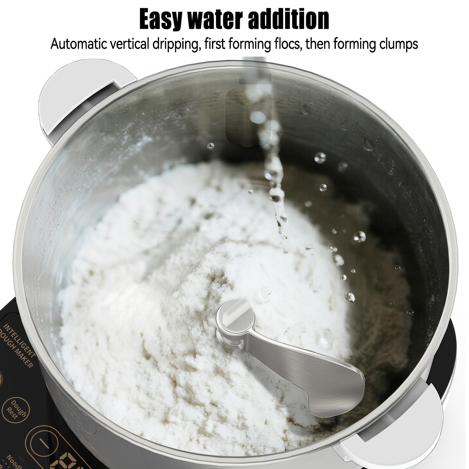 3.5L Auto Water Adding Dough Maker, 304 Stainless Steel Automatic Kneading Machine for Dumpling Noodle Bread Steamed Bun Home Bakery