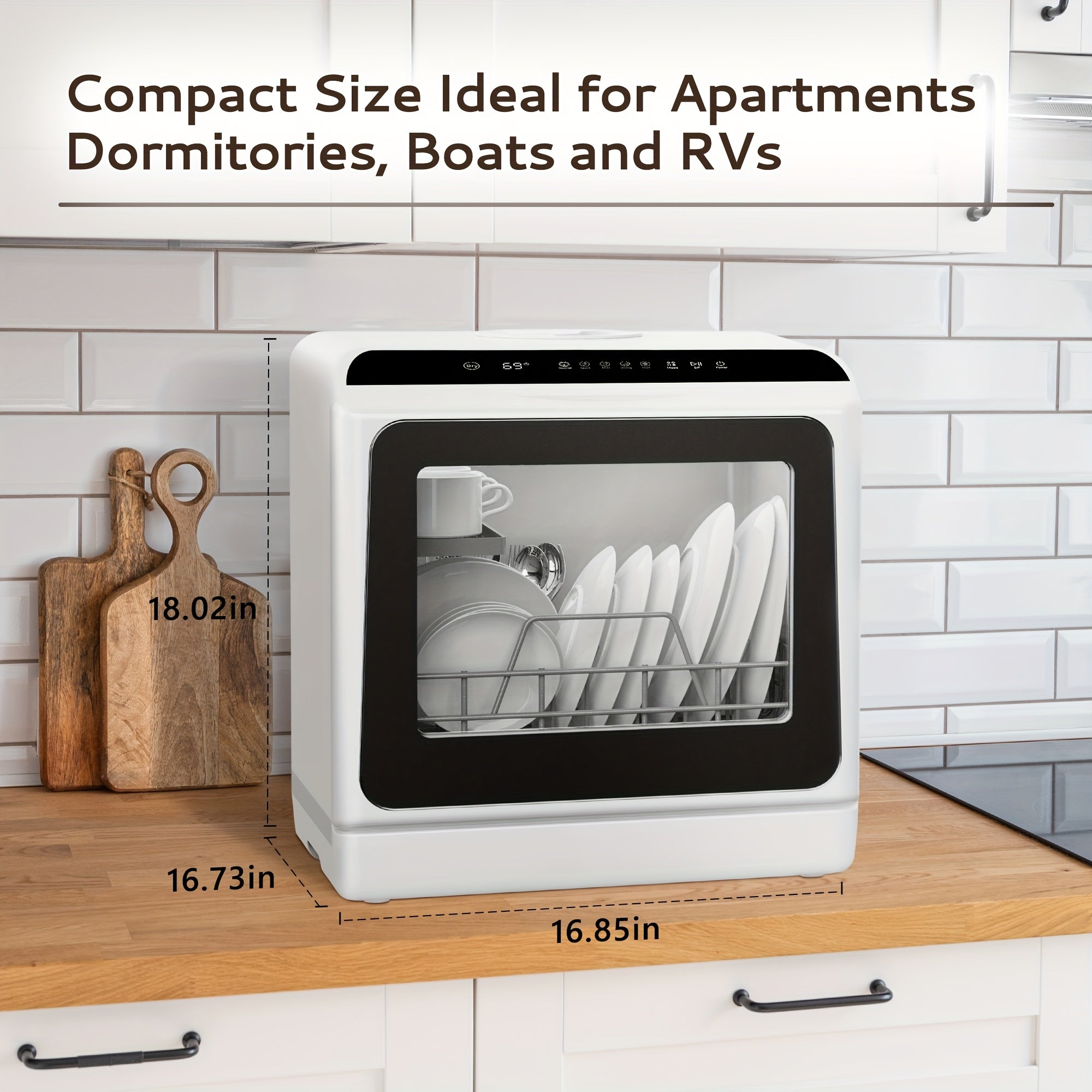 Portable Countertop Mini Dishwasher, Multi Function 6 Washing Modes Dishwasher with Drying Function for Small Home