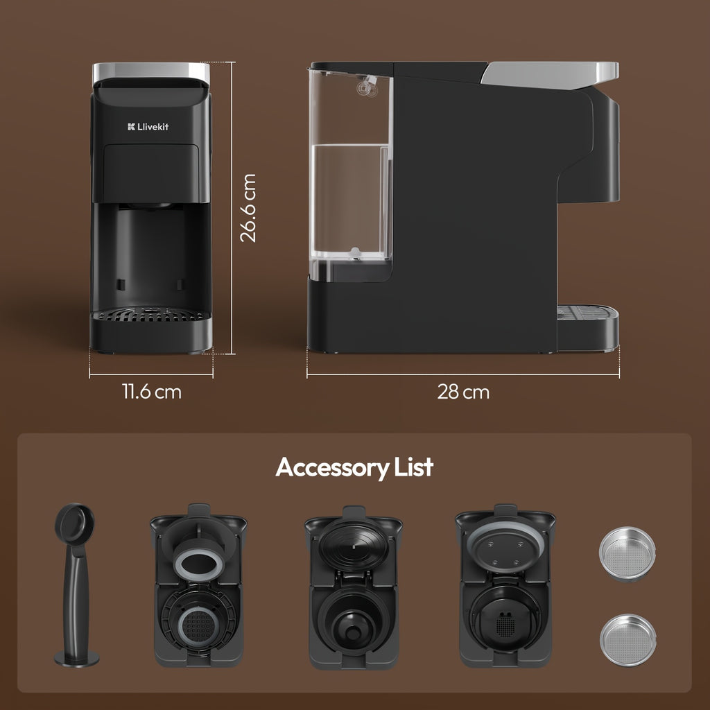 One-Touch Self-Cleaning Capsule Coffee Machine, High-Temperature Automatic Clean Compact Pod Coffee Maker for Home Office