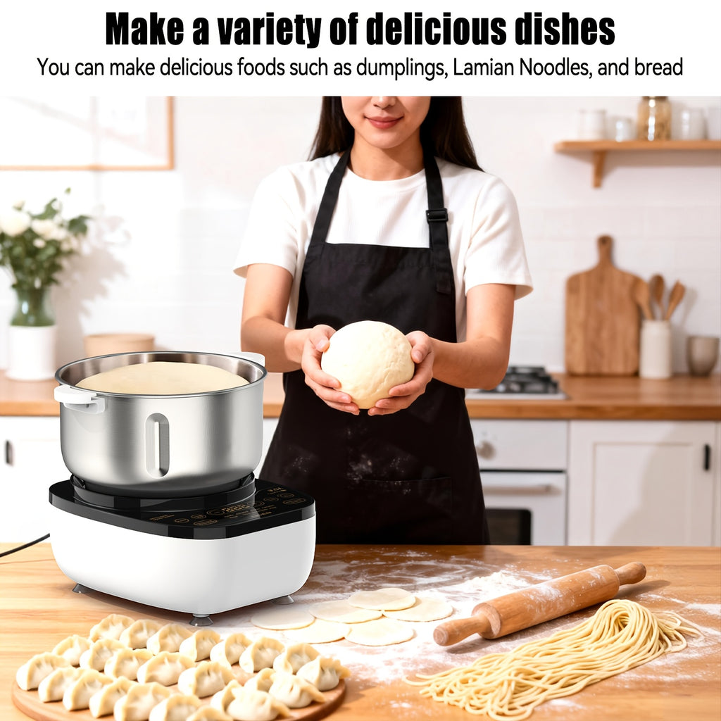 3.5L Auto Water Adding Dough Maker, 304 Stainless Steel Automatic Kneading Machine for Dumpling Noodle Bread Steamed Bun Home Bakery