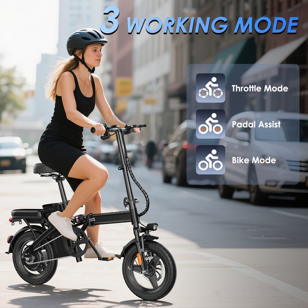 350W Folding Electric Bike, 48V 10AH Battery Foldable E-Bike with LED Display, 18MPH Max Speed 20 Miles Range 14 Inch Mini Commuter Ebike
