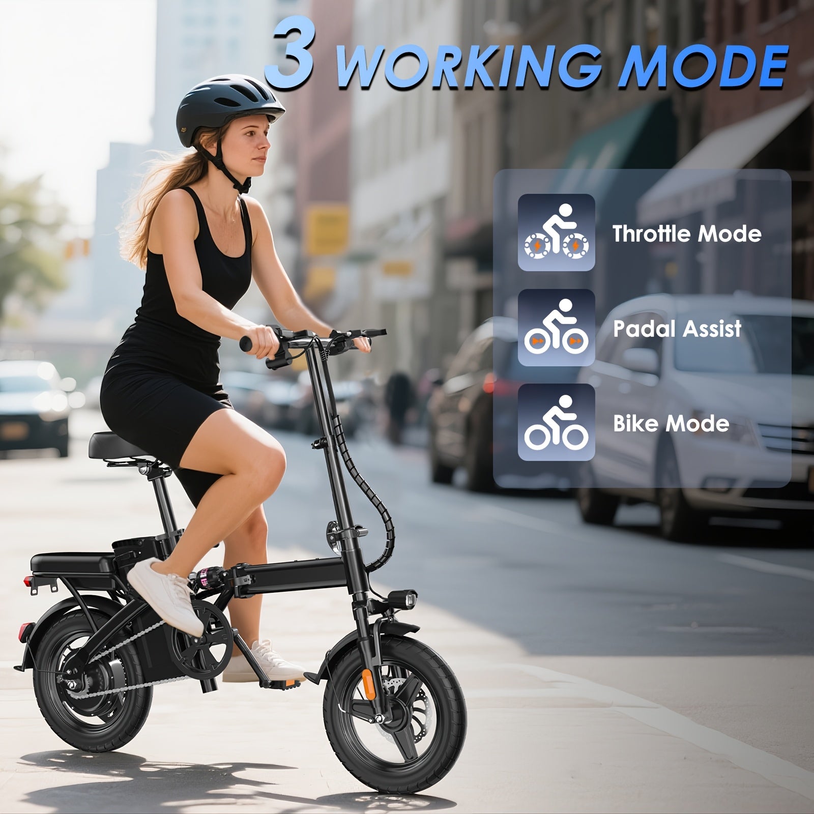 350W Folding Electric Bike, 48V 10AH Battery Foldable E-Bike with LED Display, 18MPH Max Speed 20 Miles Range 14 Inch Mini Commuter Ebike