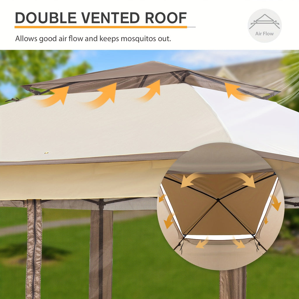 Removable Zippered Mosquito Netting for Outdoor Gazebo, Privacy Mesh Curtain with Hooks for Patio Canopy Pergola