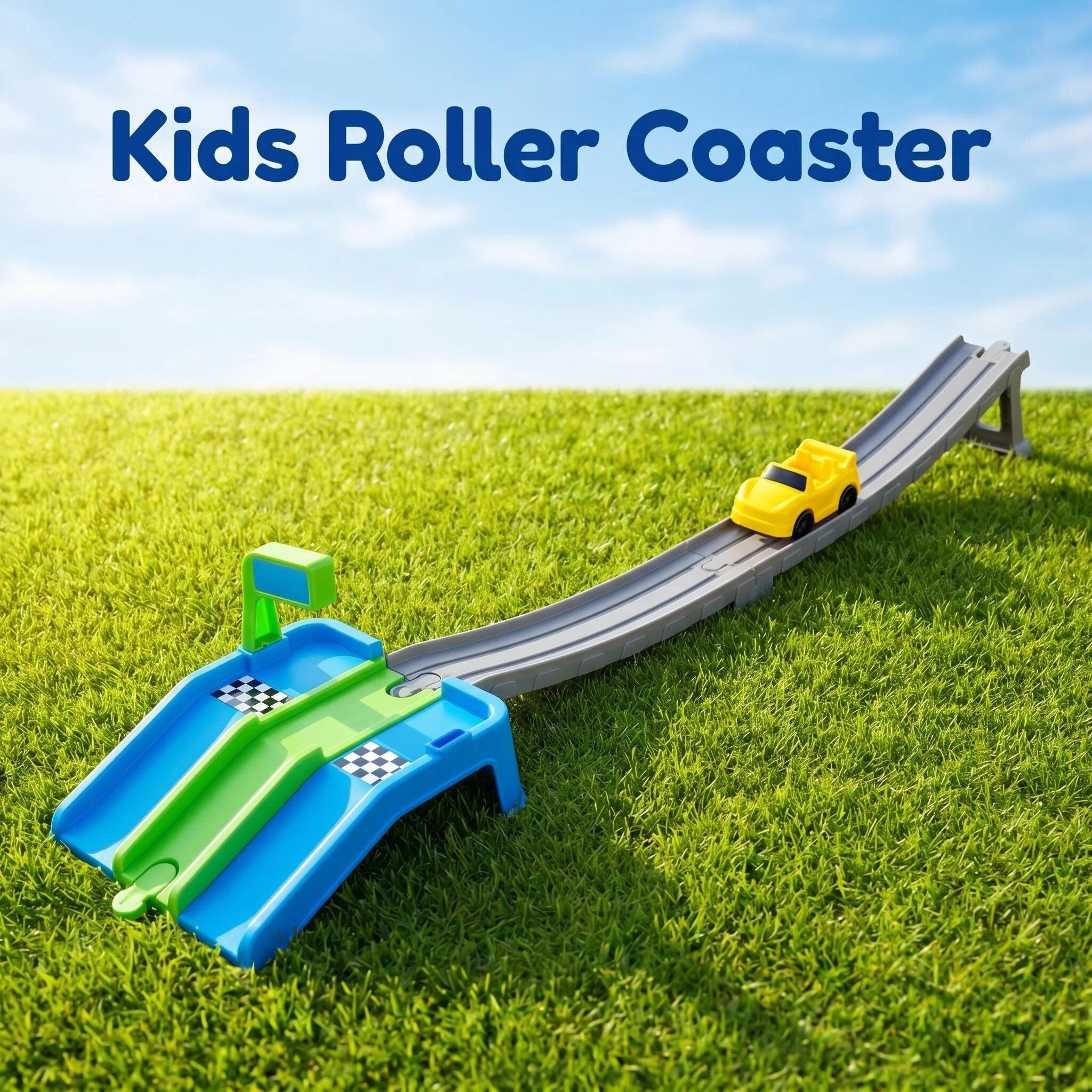 Kids Race Car Track Slide Playset with Non-Slip Steps & Stable Base, Indoor Outdoor Toddler Racing Toy Slide for Living Room Playroom Backyard