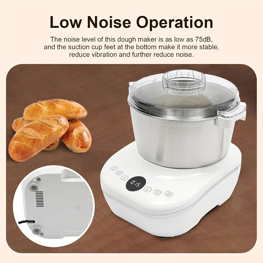 5QT/7QT 2 Colors Dough Mixer Machine, Smart Mix Proof Function 304 Stainless Steel Automatic Kneader for Pizza Bread Dumpling Noodle Home Bakery