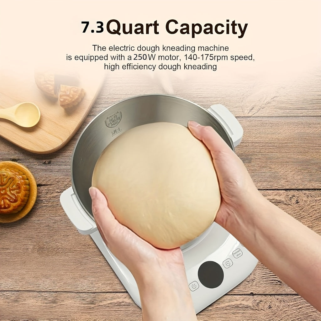 5QT/7QT 2 Colors Dough Mixer Machine, Smart Mix Proof Function 304 Stainless Steel Automatic Kneader for Pizza Bread Dumpling Noodle Home Bakery
