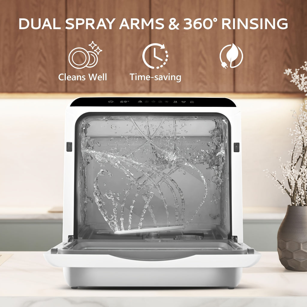 Portable Countertop Mini Dishwasher, Multi Function 6 Washing Modes Dishwasher with Drying Function for Small Home