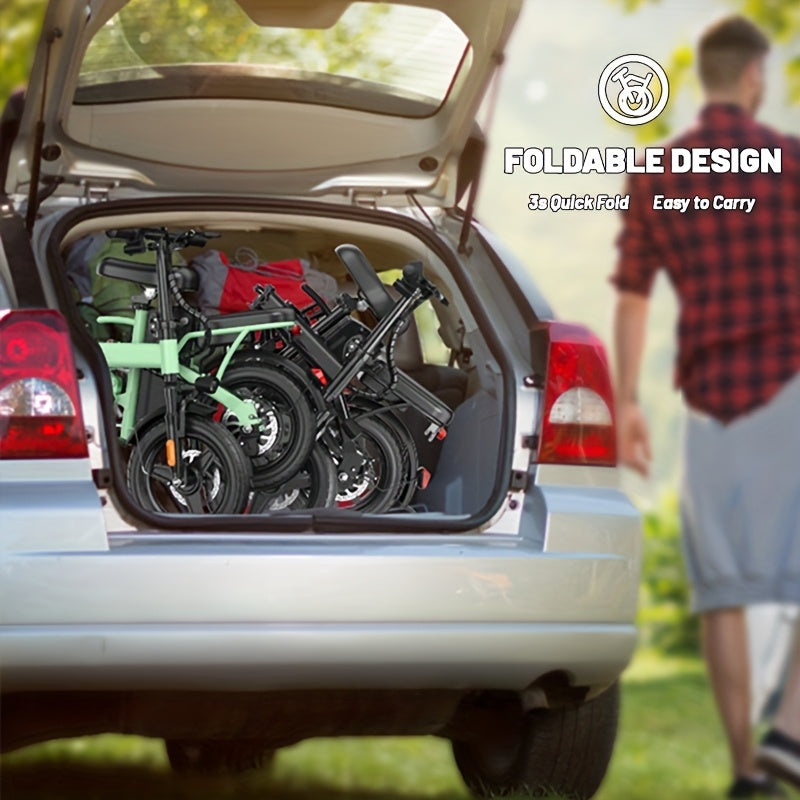 350W Folding Electric Bike, 48V 10AH Battery Foldable E-Bike with LED Display, 18MPH Max Speed 20 Miles Range 14 Inch Mini Commuter Ebike