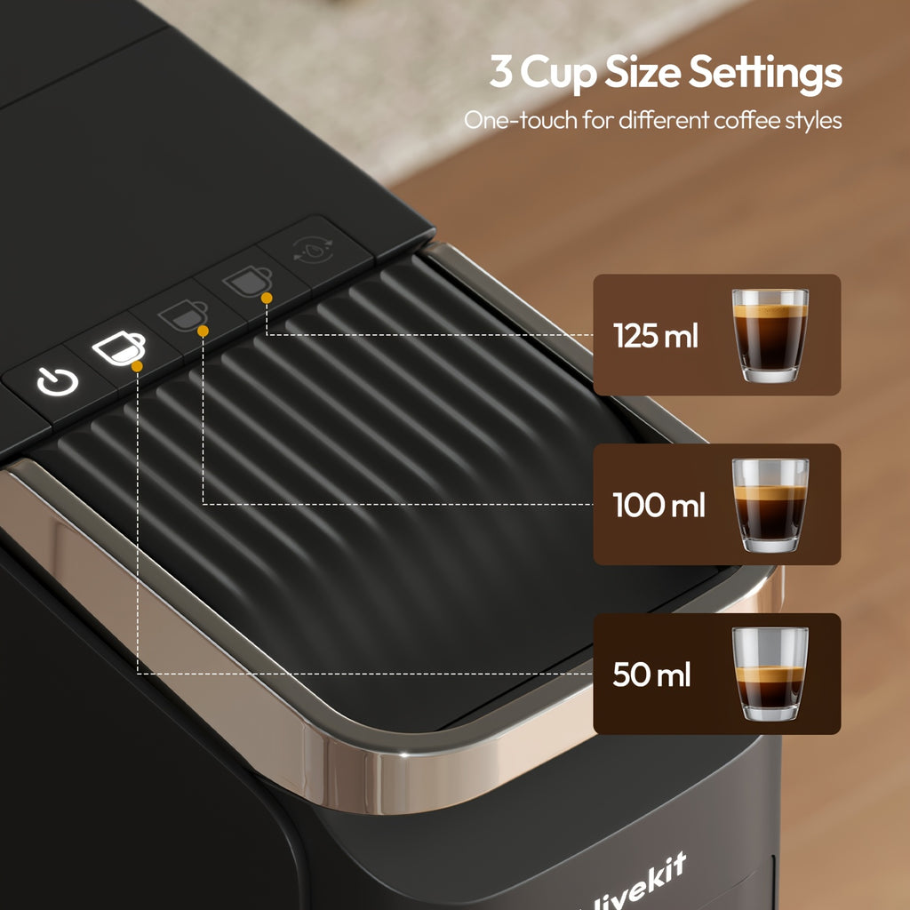 One-Touch Self-Cleaning Capsule Coffee Machine, High-Temperature Automatic Clean Compact Pod Coffee Maker for Home Office