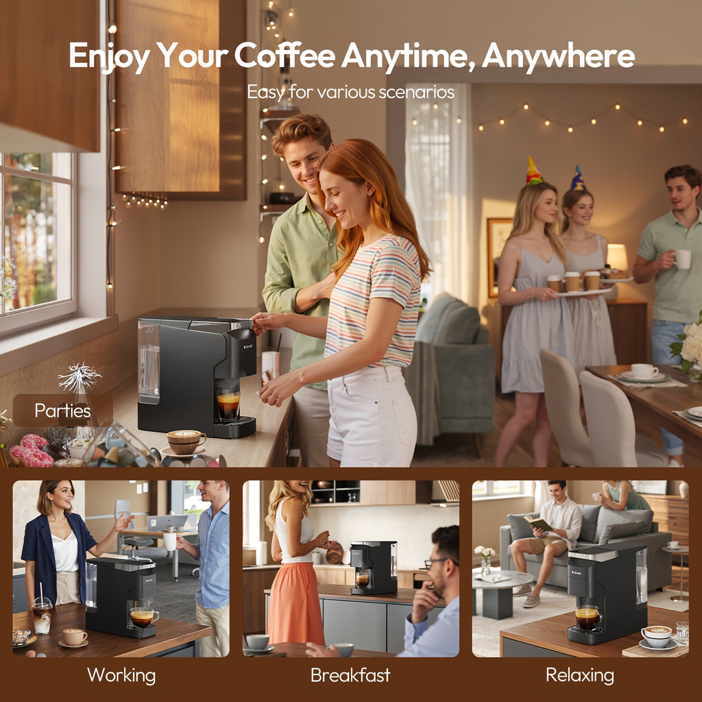 One-Touch Self-Cleaning Capsule Coffee Machine, High-Temperature Automatic Clean Compact Pod Coffee Maker for Home Office