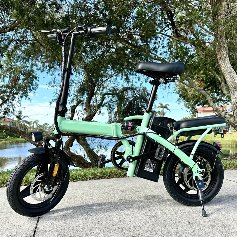 350W Folding Electric Bike, 48V 10AH Battery Foldable E-Bike with LED Display, 18MPH Max Speed 20 Miles Range 14 Inch Mini Commuter Ebike