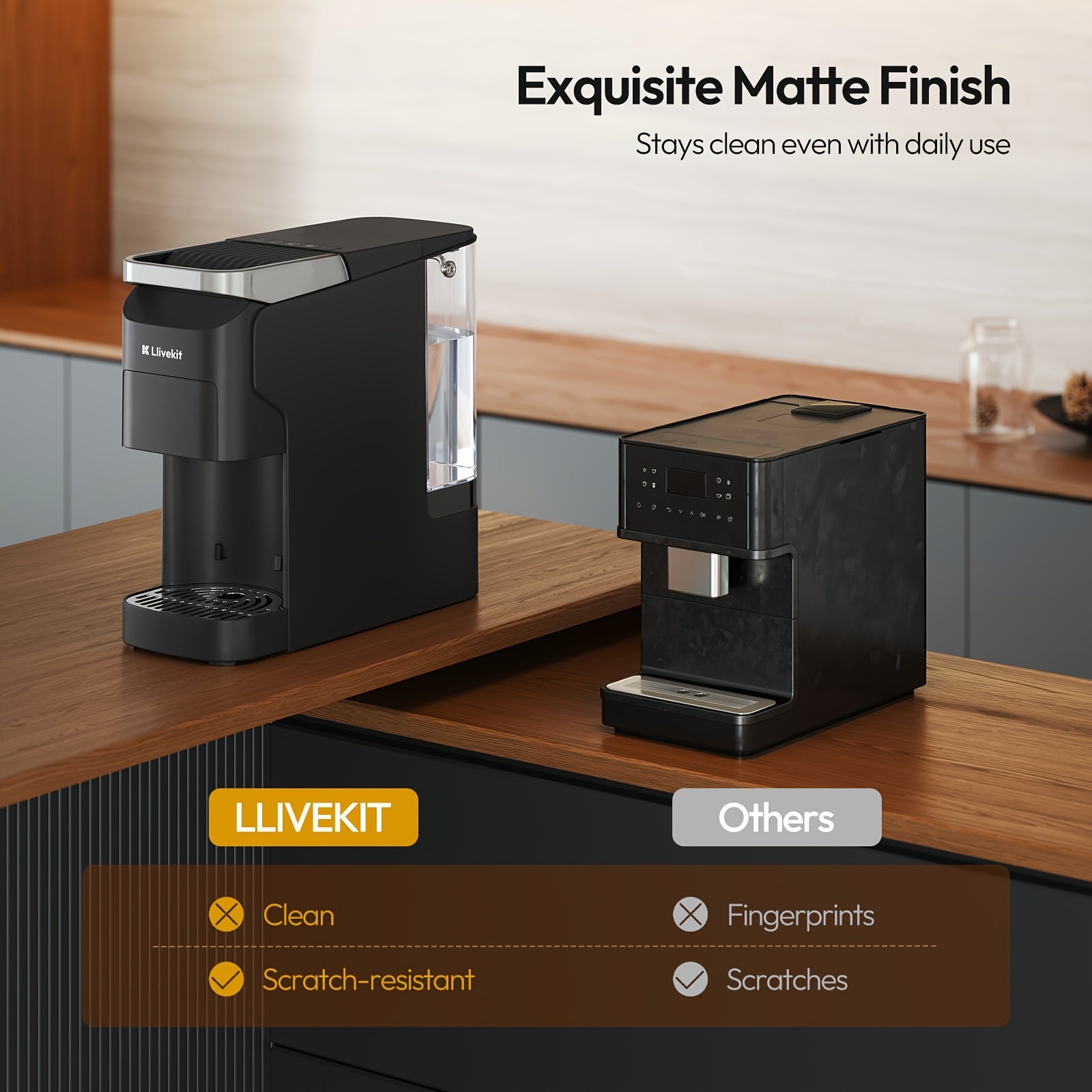 One-Touch Self-Cleaning Capsule Coffee Machine, High-Temperature Automatic Clean Compact Pod Coffee Maker for Home Office