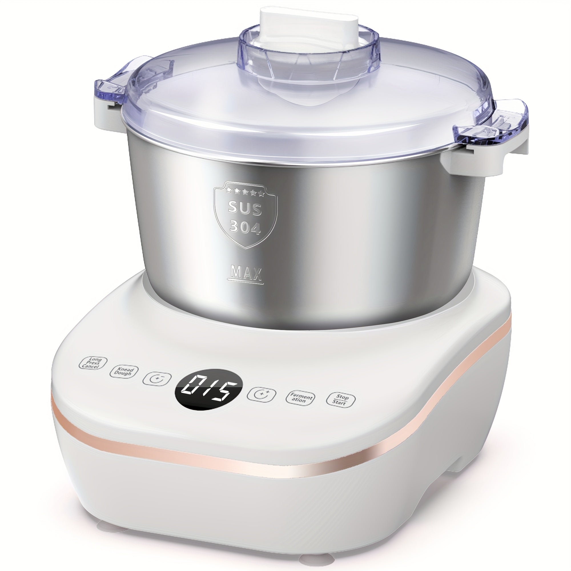 5QT/7QT 2 Colors Dough Mixer Machine, Smart Mix Proof Function 304 Stainless Steel Automatic Kneader for Pizza Bread Dumpling Noodle Home Bakery