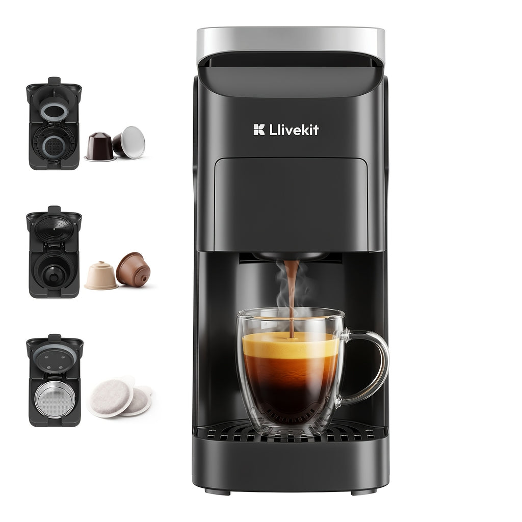 One-Touch Self-Cleaning Capsule Coffee Machine, High-Temperature Automatic Clean Compact Pod Coffee Maker for Home Office