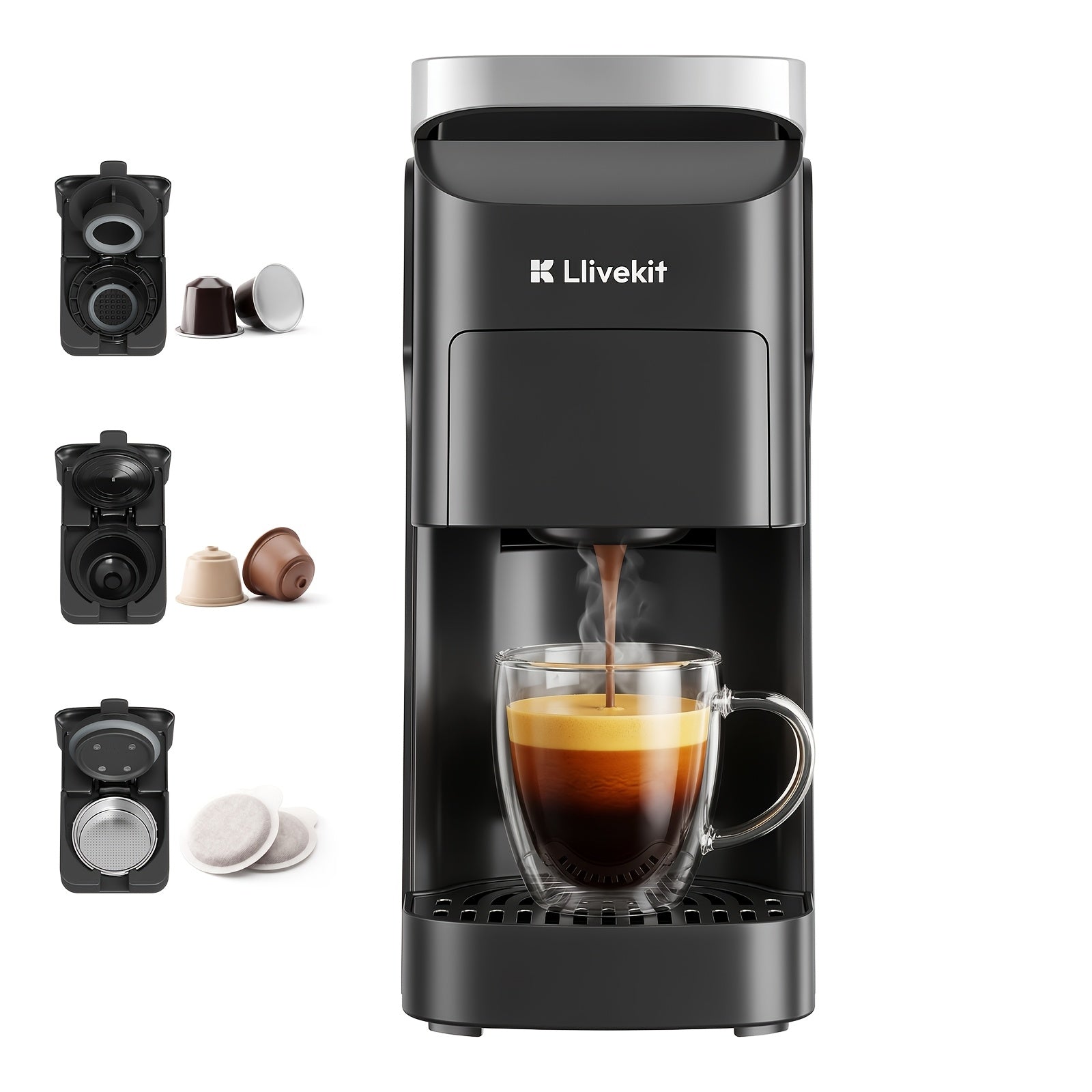 One-Touch Self-Cleaning Capsule Coffee Machine, High-Temperature Automatic Clean Compact Pod Coffee Maker for Home Office