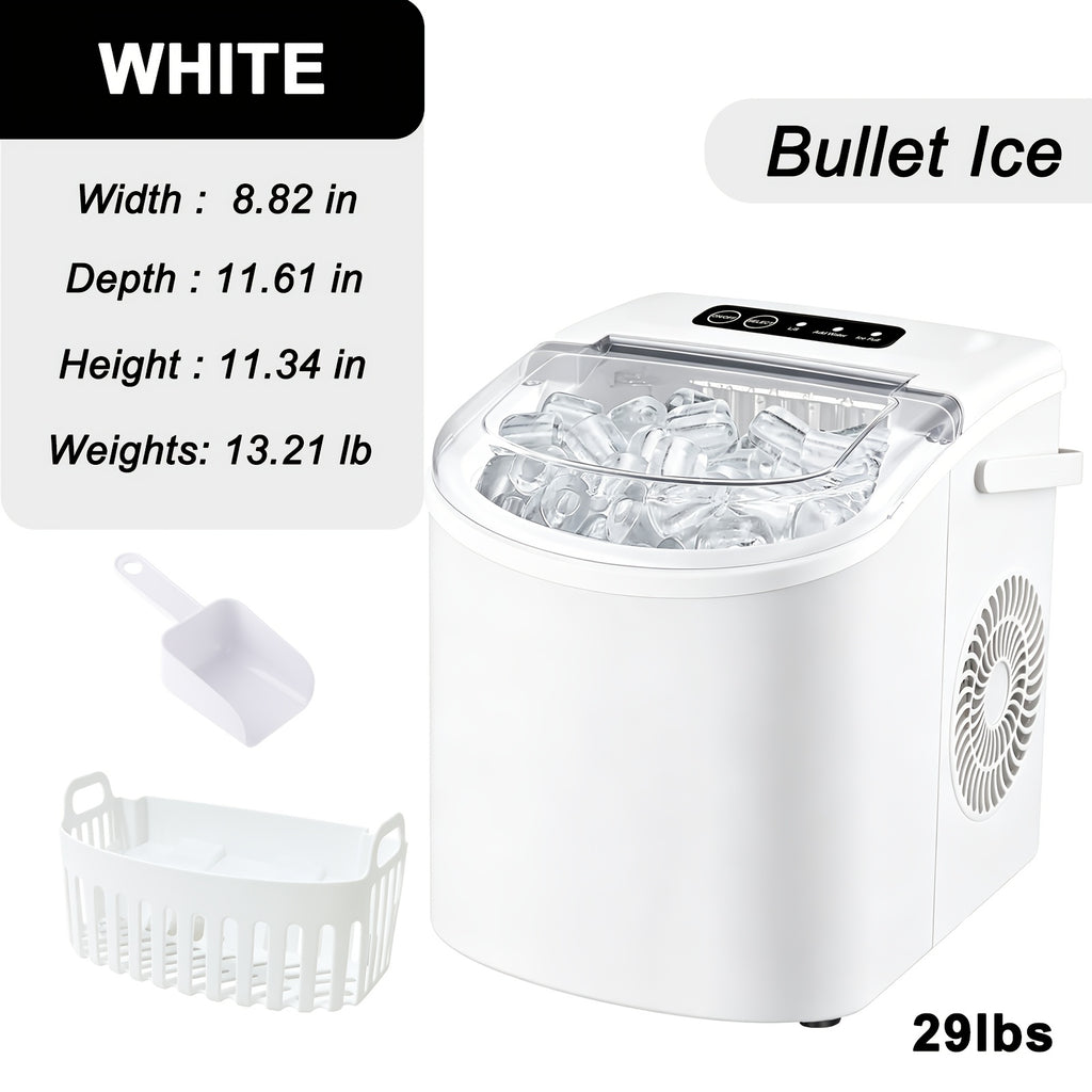Portable Countertop Ice Maker Machine with Large Small Adjustable Ice Cube Size, One Touch Control Compact Ice Making Machine for Home Bar Kitchen RV
