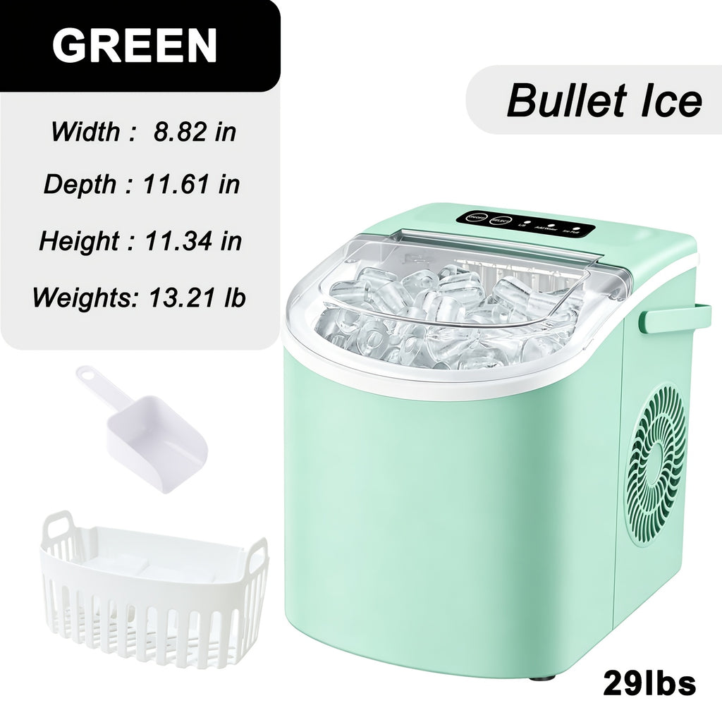 Portable Countertop Ice Maker Machine with Large Small Adjustable Ice Cube Size, One Touch Control Compact Ice Making Machine for Home Bar Kitchen RV
