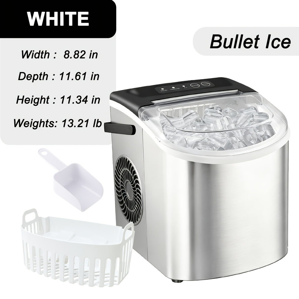 Portable Countertop Ice Maker Machine with Large Small Adjustable Ice Cube Size, One Touch Control Compact Ice Making Machine for Home Bar Kitchen RV