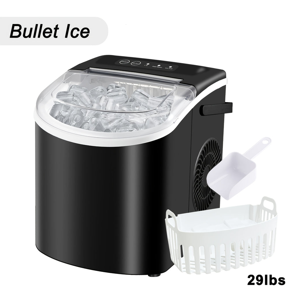 Portable Countertop Ice Maker Machine with Large Small Adjustable Ice Cube Size, One Touch Control Compact Ice Making Machine for Home Bar Kitchen RV