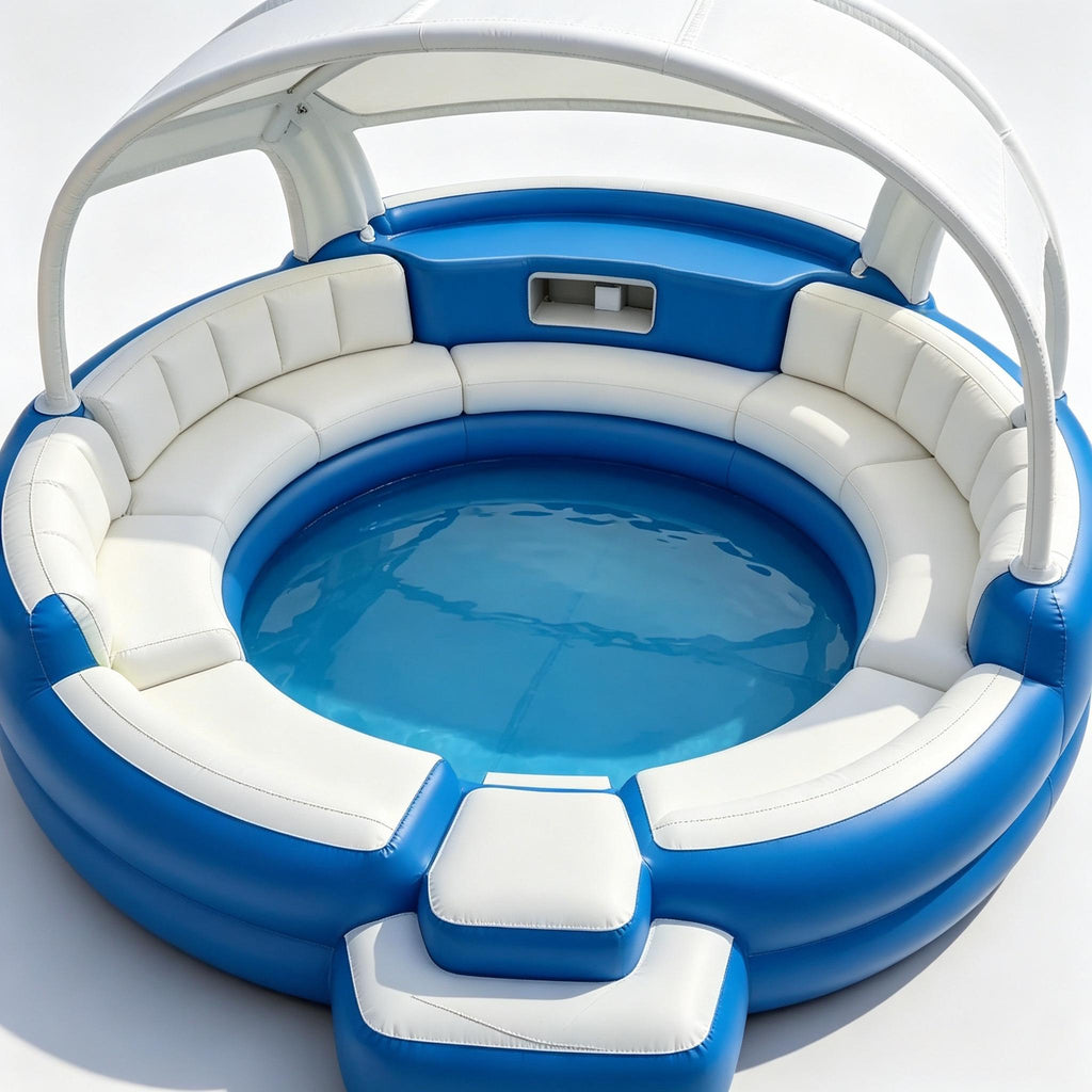 Inflatable Hot Tub with LED Canopy Heated Water System, Premium PVC Portable Spa Holds 4-7 Adults for Backyard Outdoor Relaxation