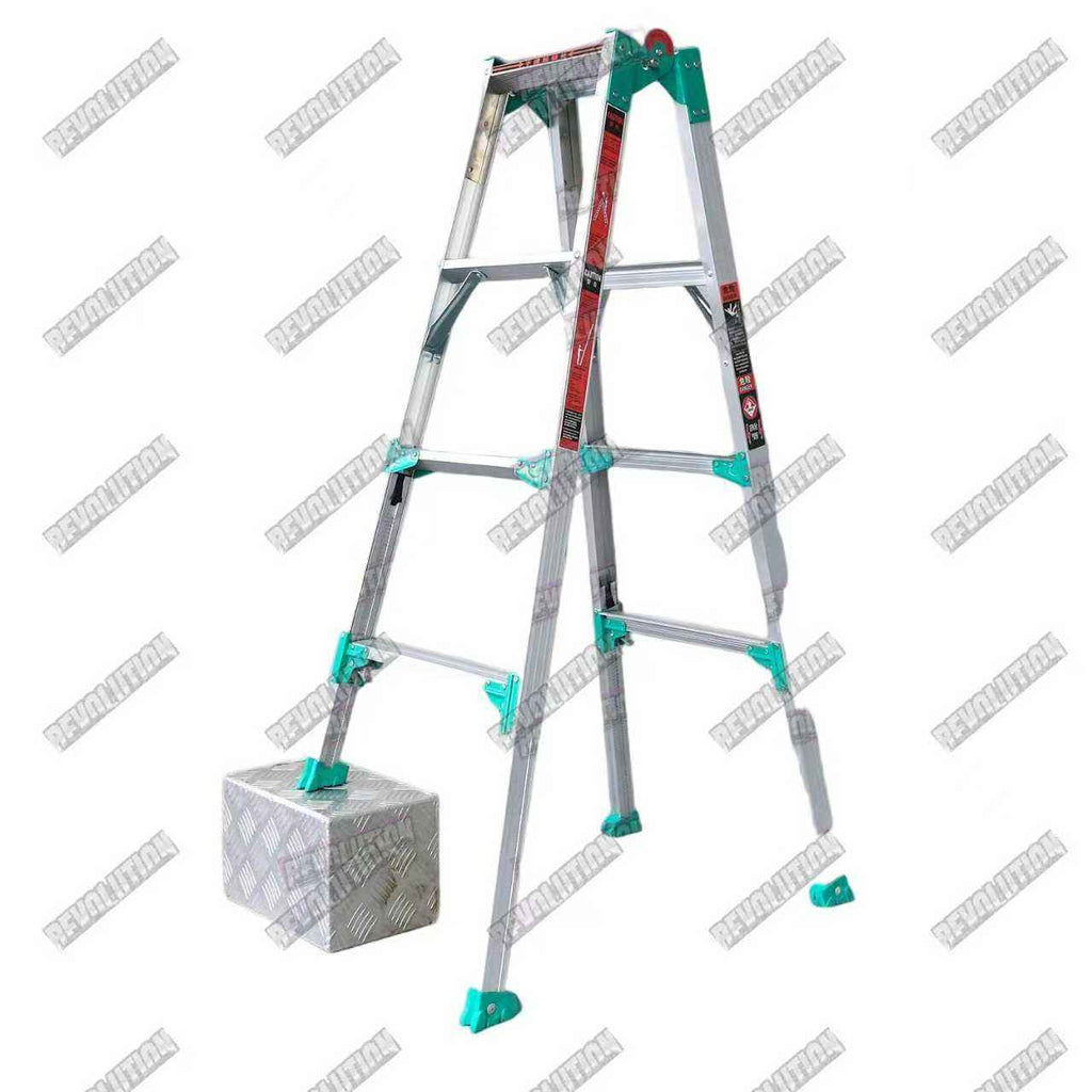 Heavy Duty Aluminum Folding Step Platform Ladder, Adjustable Multi-Purpose A-Frame Work Step Stool for Home Maintenance & Construction