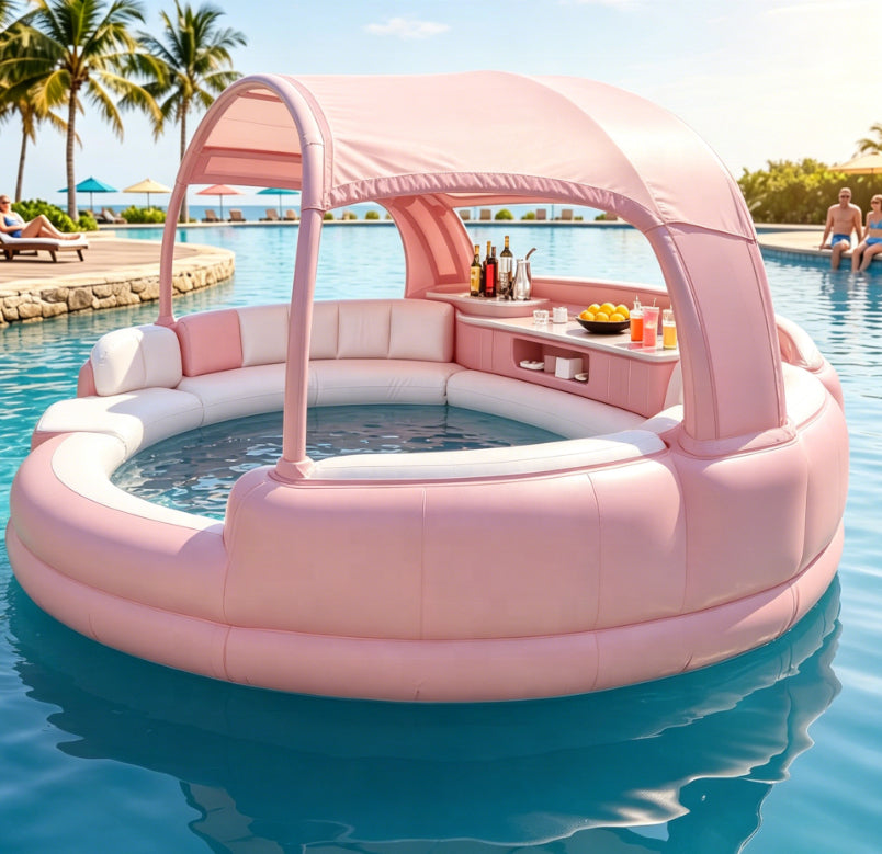 Inflatable Hot Tub with LED Canopy Heated Water System, Premium PVC Portable Spa Holds 4-7 Adults for Backyard Outdoor Relaxation