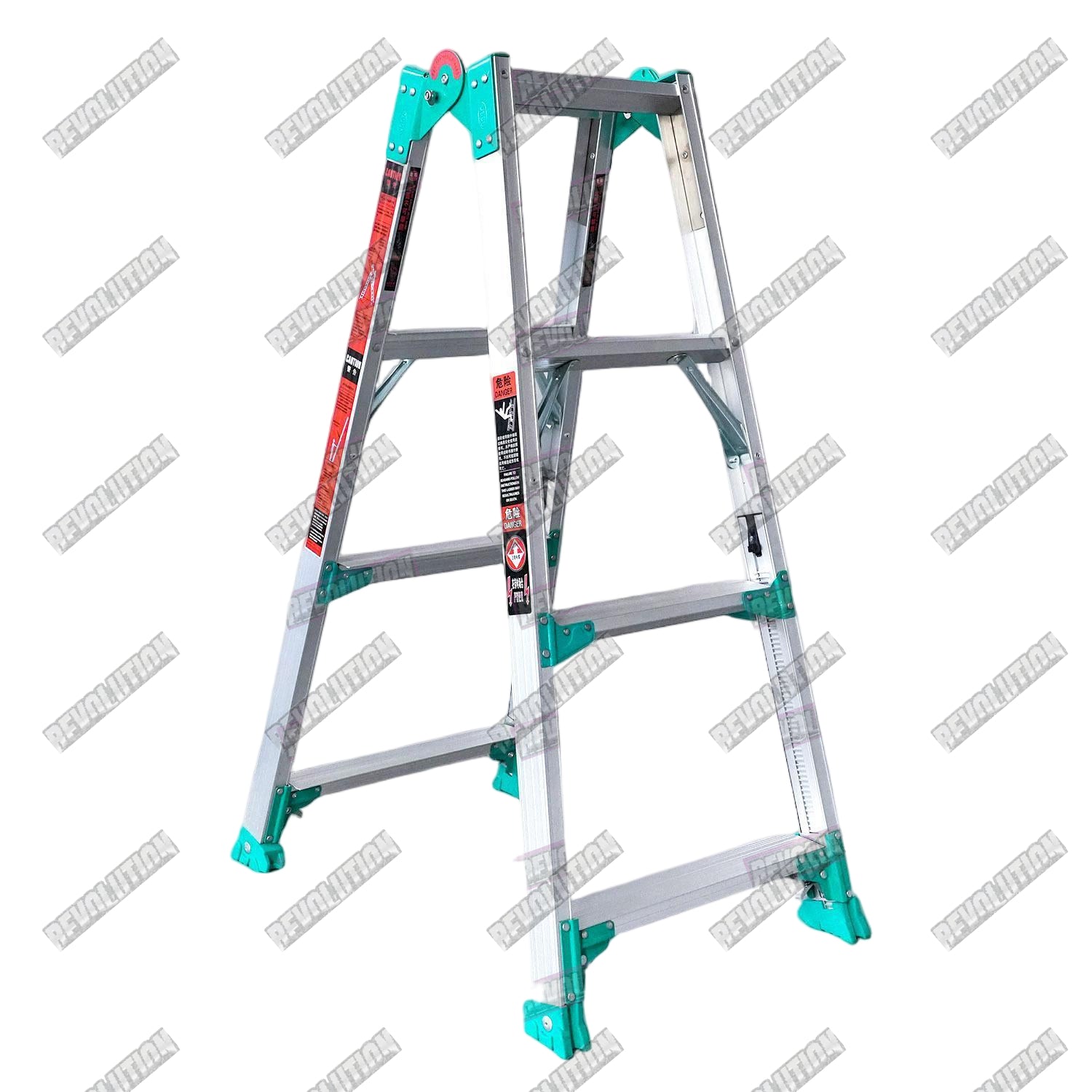 Heavy Duty Aluminum Folding Step Platform Ladder, Adjustable Multi-Purpose A-Frame Work Step Stool for Home Maintenance & Construction