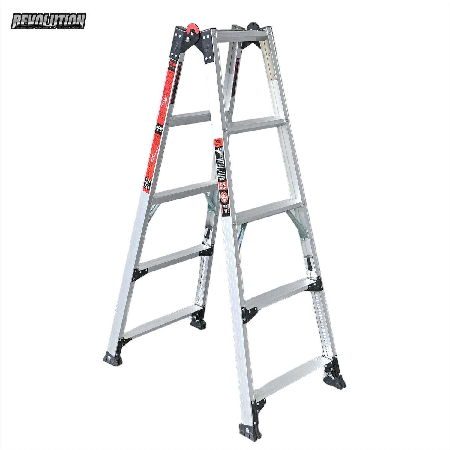 Heavy Duty Aluminum Folding Step Platform Ladder, Adjustable Multi-Purpose A-Frame Work Step Stool for Home Maintenance & Construction
