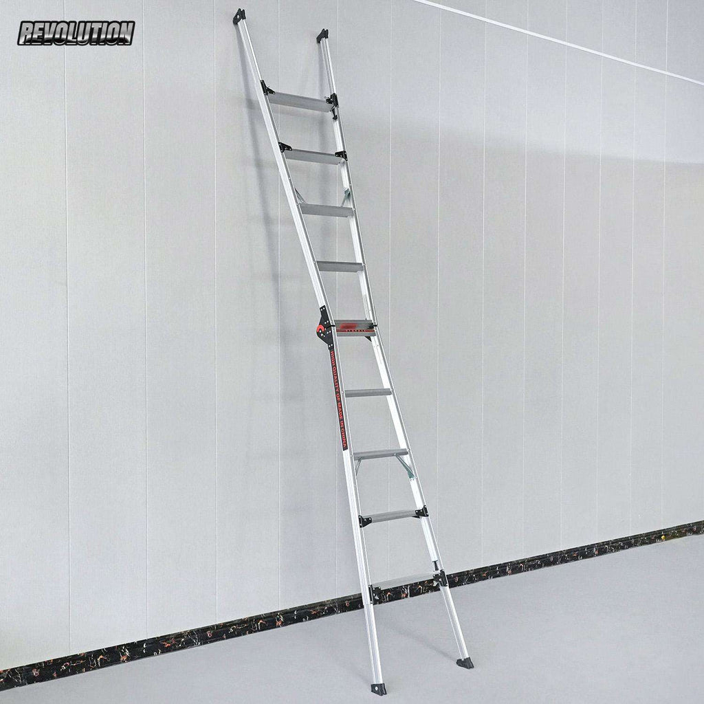 Heavy Duty Aluminum Folding Step Platform Ladder, Adjustable Multi-Purpose A-Frame Work Step Stool for Home Maintenance & Construction